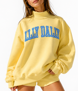Wholesale Custom Oversized <b>Mock</b> Neck Sweatshirt Unisex Winter Cotton Fleece Chenille Patch Greek University Crew Neck Pullover - Product Image 1