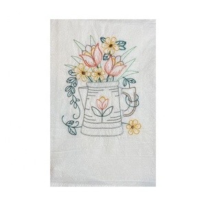 Vente en gros de textiles de maison décoratifs bon marché 100% coton grossiste de premier plan de serviettes de cuisine petite théière fumée brodée pour la maison - Product Image 4