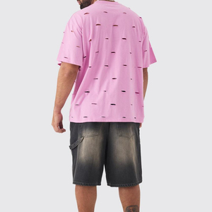 Camiseta para Hombre con Efecto Desgastado, Transpirable, Cómoda, Informal, de Primera Calidad, Precio Económico, Venta al Por Mayor OEM - Product Image 3