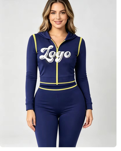 Conjunto Deportivo de 2 Piezas con Logotipo Personalizado para Mujer, Chaqueta con Capucha y Pantalones para Chicas Altas, Ropa Deportiva Femenina con Logotipo Personalizado - Product Image 2