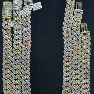 Customized cuban link <b>chain</b> Rose gold moissanite <b>necklace</b> 925 silver iced jewelry Hip hop diamond <b>necklace</b> - Product Image 5