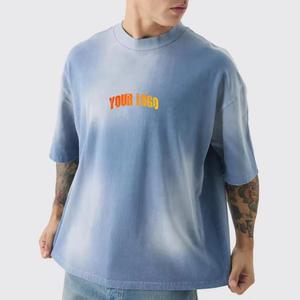 T-shirts personnalisés pour hommes, délavés à l'acide, effet soleil, 100% coton, vierges, épais, streetwear, effet vieilli, coupe oversize et carrée - Product Image 1