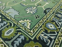 Tapis persan Oushak abstrait en laine/soie noué à la main |   Tapis vert, antidérapant, très résistant, à poils ras, adapté aux animaux domestiques, 1 pièce