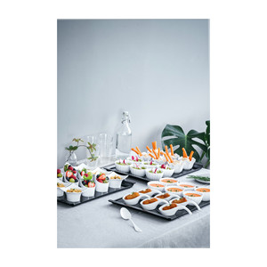 Set Degustare di 6 Ciotole Quadrate in Ceramica Bianca per Servire Insalata, Snack e per Feste - Product Image 2