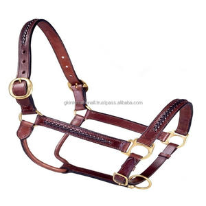 In Stock Equestrian Adjustable Leather Horse Bridle Halter Custom made hand braided design <b>padded</b> Leather Horse Halter - Product Image 4