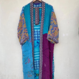 Resort Wear Crape Silk Kimono Robe Bohème Soie Sari Robe Party Wear Beach Wear - Product Image 1