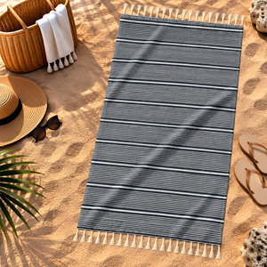 Serviette de plage turque Hammam pour l'exportation indienne, serviette Fouta teinte en fil pour la vente en gros avec logo et design personnalisés, unisexe. - Product Image 5