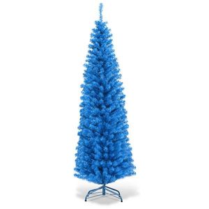 6FT Eco-Friendly PVC Artificial Christmas Tree with 520 Blue/Pencil Shape Branch Tips and Sturdy Metal Stand - Product Image 3
