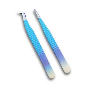 แหนบต่อขนตา Morje Surgical Precision สแตนเลสสตีล ด้ามไล่เฉดสีน้ำเงิน ปลายเรียบ สำหรับต่อขนตา รุ่น MS-ET-0007 - Product Image 4