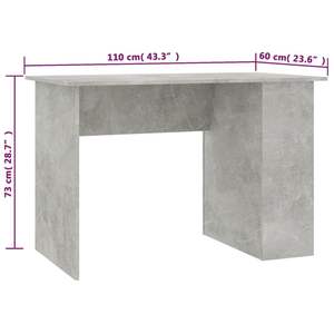 Engineered Wood <b>Computer</b> <b>Desk</b> Concrete Gray 43.3"x23.6"x28.7" Size - Product Image 6