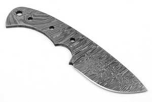 Lame de couteau en acier Damas pleine longueur - Lame Damas artisanale avec étui en cuir, tubes et broches en laiton, kit de personnalisation DIY, vente en gros - Product Image 5