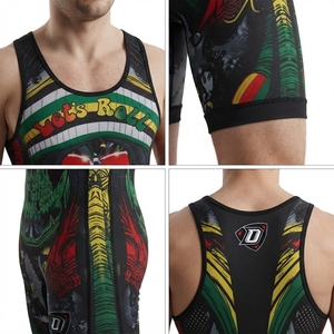 Combinaison de lutte personnalisée en tricot extensible une pièce pour sports de combat OEM - Product Image 4