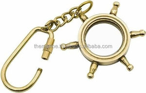 Porte-clés de luxe en laiton massif de créateur fait main Porte-clés de roue de bateau de haute qualité avec belle sérigraphie - Product Image 5