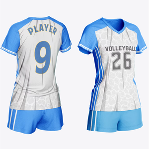 Maillot de volley-ball pour femmes à motif hexagonal bleu et blanc, respirant, pour les matchs d'équipe - Product Image 1