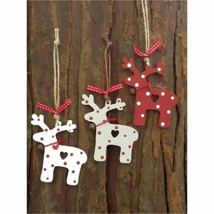 Set de Adornos Navideños de Reno de Madera Rústica, Decoración Colgante Nórdica con Puntos para Árbol de Navidad y Fiestas, Adorno al por Mayor - Product Image 2