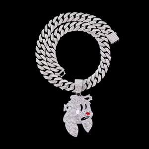 Pendentif Visage Mignon en Strass et Cristal, Argent 925 Plaqué Rhodium, Breloque Thème Dessin Animé, Usage Quotidien, Unisexe, Prix Export - Product Image 1