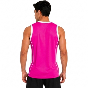 Men's Pink Sleeveless Crew Neck Basketball Tank Top Moisture Wicking <b>Athletic</b> Fit Solid Color Polyester Sportwear - Product Image 2