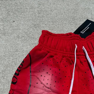 Pantalones cortos de mezclilla para hombre, estilo streetwear, con doble cintura, lavado vintage, rotos y desgastados, con serigrafía personalizada, precio económico. - Product Image 6