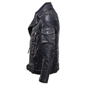 Wholesale Men Genuine Black Leather <b>Racer</b> <b>Jacket</b> Motorcycle Biker Racing Fashion <b>Jacket</b> - Product Image 5
