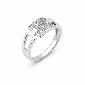 Bague géométrique en argent sterling 925 micro-pavée de zircone cubique pour homme, finition polie, idéale pour les fêtes et mariages - Product Image 3
