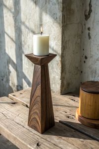 Porte-bougie en bois rustique de luxe, fait main, support décoratif pour bougie, idéal pour les cadeaux festifs et le style d'intérieur. - Product Image 6