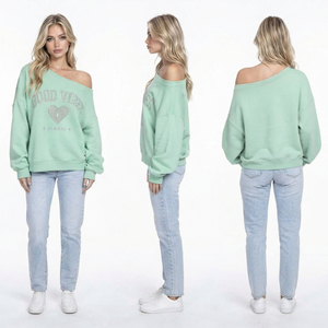 Women's Off Shoulder Sweatshirts Rhinestone Print Oversized <b>Sweat</b> Shirt Cotton Fleece Knitted Autumn Wear <b>Top</b> Ladies Baggy <b>Sweat</b> - Product Image 5