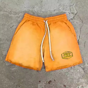 Luxury Heavyweight 360gsm Cotton Sweat shorts Oversized Boxy Fit Vintage Washed Men's Streetwear Shorts with Puff Print - Product Image 1