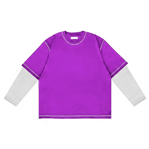 เสื้อยืดคอกลมแขนยาวสีเขียวแบบยูนิเซ็กซ์ โพลีเอสเตอร์ 100% ระบายอากาศได้ดี ทรงหลวม ใส่ได้ทุกฤดู สีพื้น แบบสวม - Product Image 3