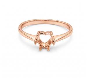 Bague semi-montée en argent sterling 925 véritable de bonne qualité, en forme de cœur, de 7 mm à 18 mm, avec griffes pré-découpées pour la pose de pierres précieuses DIY - Product Image 2