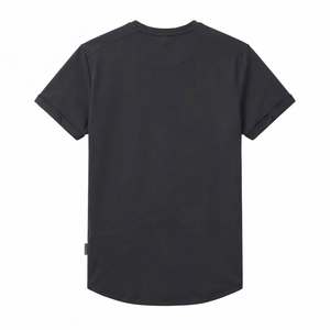 <b>Mens</b> Black <b>Curved</b> <b>Hem</b> Training <b>T</b> <b>Shirt</b> 180-220 GSM Stretch Jersey Athletic Fit Short Sleeve Crew Neck Performance Gym Wear - Product Image 3