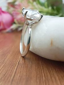 Anillo de Plata de Ley 925 con Circonita Cúbica de 8mm, Corte Brillante, Engaste en Bisel, para Mujer, de Lujo, para Boda - Product Image 2