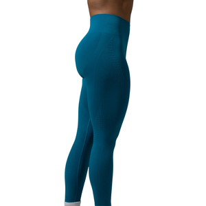 Petrol Blue Women's Mid Rise Compression Leggings Breathable Athletic Workout Pants for Yoga Gym Running Fitness Activewear - Product Image 3
