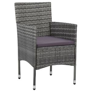 Set of 2 <b>Grey</b> Poly Rattan and Steel <b>Frame</b> Chair Medium Patio Furniture - Product Image 2