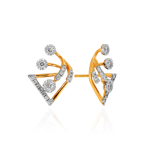 Modernos Pendientes de Diamantes con Corte Brillante Redondo en Oro Amarillo, Diamantes Naturales para Uso Diario de Mujeres - Product Image 2
