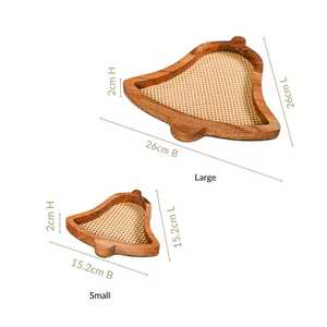 Plateaux décoratifs en bois gravé pour salades de fruits, snacks ou fruits secs, thé, café – Plateaux de service en bois finis - Product Image 5
