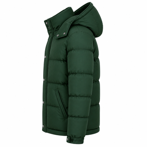 Wholesale Men's Hooded Puffer <b>Jacket</b> Plain Dyed Custom Design <b>Winter</b> Quilted Padded Breathable <b>Waterproof</b> Outerwear Factory - Product Image 4
