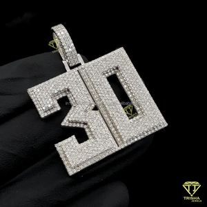 "30" Number Pendant Lab Grown Diamond Iced Out Hip Hop Necklace Luxury Bling Jewelry Gift For Men - Product Image 3