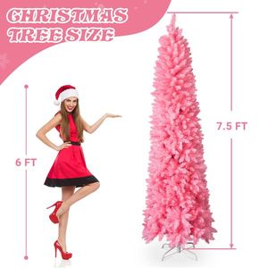 7.5 FT Hinged Artificial Christmas Tree Unlit Pine with 1075 Branch Tips Pencil Christmas Tree - Product Image 6