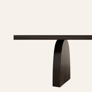 Modern Solid Teak Wood <b>Dining</b> <b>Table</b> Minimalist Sculptural Base Furniture - Product Image 3