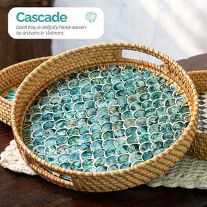 Top Selling Natural Rattan Serving Tray Round Home Decor Storage Food Rattan Tray for Bathroom - Product Image 4