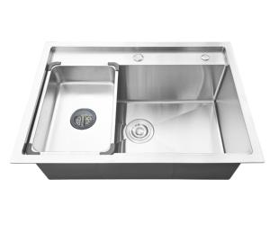 Fregadero de cocina de acero inoxidable cepillado EM 7248 de un solo tazón 304 forma rectangular hecho a mano Vietnam diseño de un agujero garantía de 3 años - Product Image 1