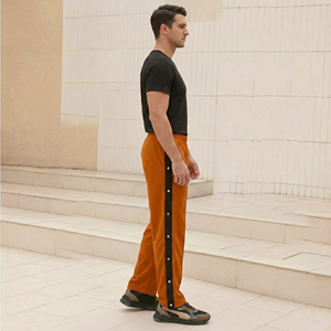 Men's Flare Side Button Sweatpants With Black Side Button <b>Drawstring</b> Waist Pants Men Street Fashion Jogger Side Button <b>Trouser</b> - Product Image 3