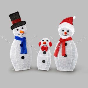 Set di 3 Decorazioni Pupazzo di Neve da 30, 29 e 17 Pollici per Illuminazione Decorativa - Product Image 4