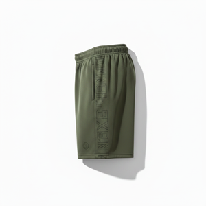Men's Olive Green Quick Dry Shorts Mid Waist <b>Elastic</b> Waist Solid Color Casual Woven Fabric 100% Polyester Canvas - Product Image 3