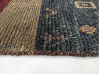 Tapis géométrique en laine/soie de haute qualité, antidérapant et lavable, à poils extra épais