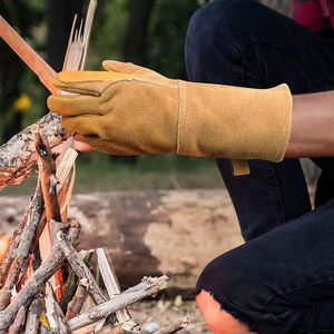 Comfortable Long Cuff Fleece Lined Full Finger Welding <b>Gloves</b> MIG TIG Cowhide Split Hand Protection - Product Image 3