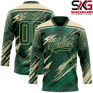 Maillot de hockey sur glace personnalisé vert, imprimé par sublimation, séchage rapide, antibactérien, nom et numéro de l'équipe, uniforme adulte - Product Image 1