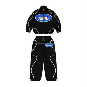 ชุดเซ็ตเสื้อฮู้ดครอปพิมพ์ลายทั้งตัวแบบฟอกสีซีดสไตล์วินเทจ ประดับคริสตัล พร้อมกางเกงขายาวทรงบาน ชุดวอร์มลำลองสำหรับผู้ชาย - Product Image 6