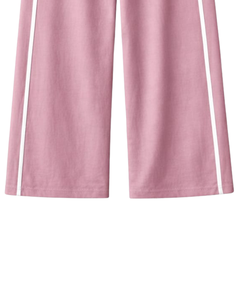 Custom Women Wide Leg Sweatpants Pink Side Stripe High Waist Loose Fit Casual Track Pants <b>Elastic</b> Drawstring Lounge Wear OEM - Product Image 6