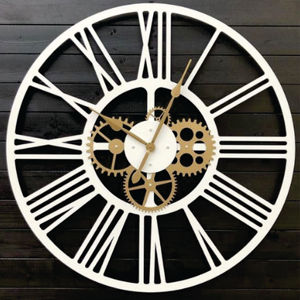 Horloge murale radiale en bois de style nordique minimaliste - Grande horloge murale silencieuse de luxe en contreplaqué découpé au laser, style scandinave, motif soleil éclatant - Product Image 5